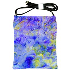 Abstract Blue Texture Pattern Shoulder Sling Bags by Simbadda