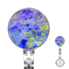 Abstract Blue Texture Pattern Stainless Steel Nurses Watch by Simbadda