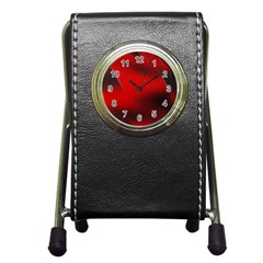 Red Black Abstract Pen Holder Desk Clocks