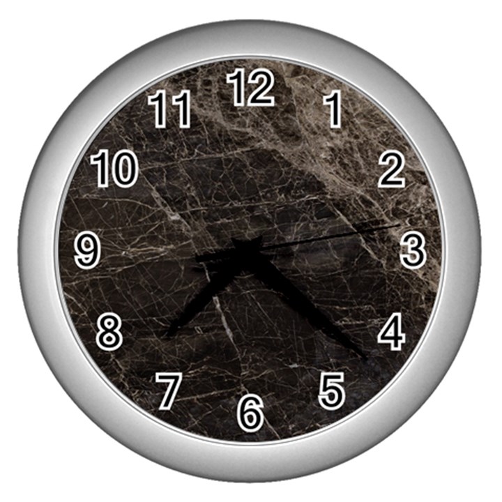 Marble Tiles Rock Stone Statues Wall Clocks (Silver) 