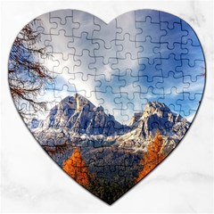 Dolomites Mountains Italy Alpine Jigsaw Puzzle (heart) by Simbadda