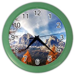 Dolomites Mountains Italy Alpine Color Wall Clocks by Simbadda