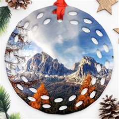 Dolomites Mountains Italy Alpine Round Filigree Ornament (two Sides) by Simbadda