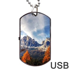 Dolomites Mountains Italy Alpine Dog Tag Usb Flash (one Side) by Simbadda