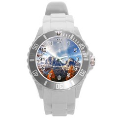 Dolomites Mountains Italy Alpine Round Plastic Sport Watch (l) by Simbadda