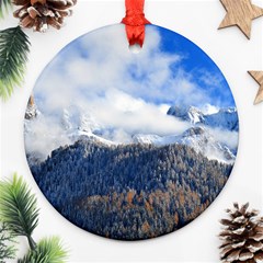 Mountains Alpine Nature Dolomites Round Ornament (two Sides) by Simbadda