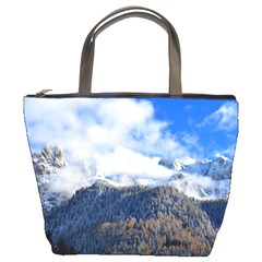 Mountains Alpine Nature Dolomites Bucket Bags by Simbadda