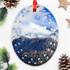 Mountains Alpine Nature Dolomites Oval Filigree Ornament (two Sides) by Simbadda