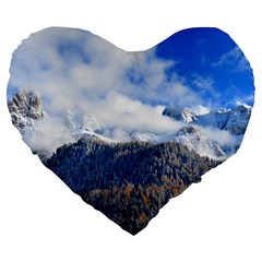 Mountains Alpine Nature Dolomites Large 19  Premium Flano Heart Shape Cushions by Simbadda