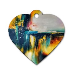 Art Painting Abstract Yangon Dog Tag Heart (two Sides) by Simbadda