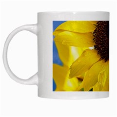 Sunflower Floral Yellow Blue Sky Flowers Photography White Mugs by yoursparklingshop