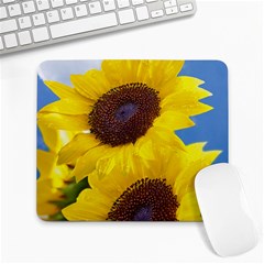 Sunflower Floral Yellow Blue Sky Flowers Photography Large Mousepads by yoursparklingshop