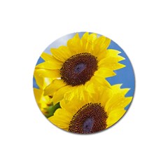 Sunflower Floral Yellow Blue Sky Flowers Photography Magnet 3  (round) by yoursparklingshop