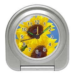 Sunflower Floral Yellow Blue Sky Flowers Photography Travel Alarm Clocks by yoursparklingshop