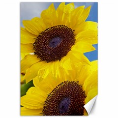 Sunflower Floral Yellow Blue Sky Flowers Photography Canvas 12  X 18   by yoursparklingshop