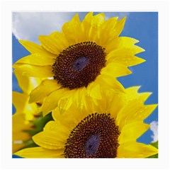 Sunflower Floral Yellow Blue Sky Flowers Photography Medium Glasses Cloth by yoursparklingshop