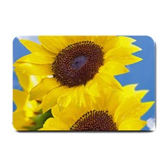 Sunflower Floral Yellow Blue Sky Flowers Photography Small Doormat  by yoursparklingshop