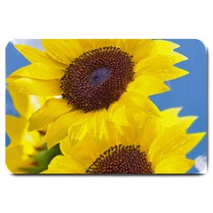 Sunflower Floral Yellow Blue Sky Flowers Photography Large Doormat  by yoursparklingshop