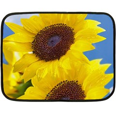 Sunflower Floral Yellow Blue Sky Flowers Photography Double Sided Fleece Blanket (mini)  by yoursparklingshop