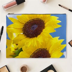 Sunflower Floral Yellow Blue Sky Flowers Photography Cosmetic Bag (xl) by yoursparklingshop