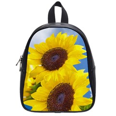 Sunflower Floral Yellow Blue Sky Flowers Photography School Bag (small) by yoursparklingshop