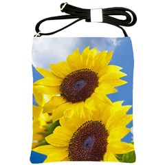 Sunflower Floral Yellow Blue Sky Flowers Photography Shoulder Sling Bags by yoursparklingshop