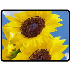 Sunflower Floral Yellow Blue Sky Flowers Photography Fleece Blanket (large)  by yoursparklingshop