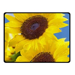 Sunflower Floral Yellow Blue Sky Flowers Photography Fleece Blanket (small) by yoursparklingshop