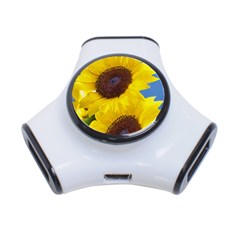 Sunflower Floral Yellow Blue Sky Flowers Photography 3-port Usb Hub by yoursparklingshop