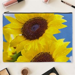 Sunflower Floral Yellow Blue Sky Flowers Photography Cosmetic Bag (xxxl)  by yoursparklingshop