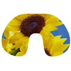 Sunflower Floral Yellow Blue Sky Flowers Photography Travel Neck Pillows by yoursparklingshop