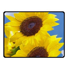 Sunflower Floral Yellow Blue Sky Flowers Photography Double Sided Fleece Blanket (small)  by yoursparklingshop