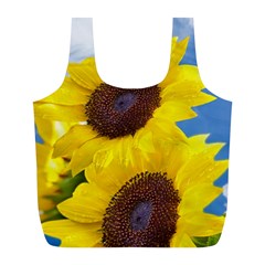 Sunflower Floral Yellow Blue Sky Flowers Photography Full Print Recycle Bags (l)  by yoursparklingshop