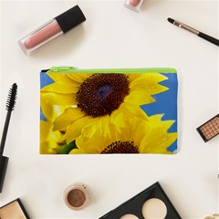 Sunflower Floral Yellow Blue Sky Flowers Photography Cosmetic Bag (xs) by yoursparklingshop