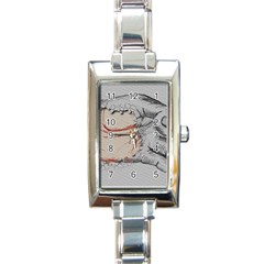 Hand Finger Drawing Fingernails Rectangle Italian Charm Watch by Simbadda