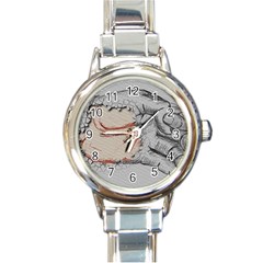 Hand Finger Drawing Fingernails Round Italian Charm Watch by Simbadda