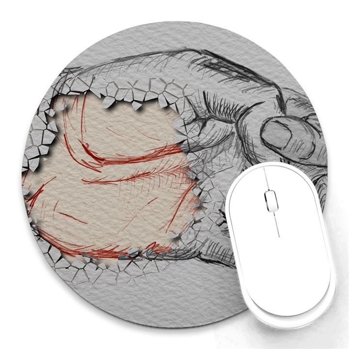 Hand Finger Drawing Fingernails Round Mousepads