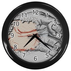 Hand Finger Drawing Fingernails Wall Clocks (black) by Simbadda