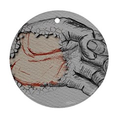 Hand Finger Drawing Fingernails Round Ornament (two Sides)