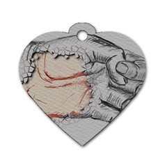 Hand Finger Drawing Fingernails Dog Tag Heart (one Side) by Simbadda