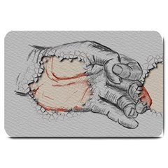 Hand Finger Drawing Fingernails Large Doormat  by Simbadda