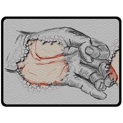 Hand Finger Drawing Fingernails Fleece Blanket (large)  by Simbadda