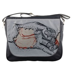 Hand Finger Drawing Fingernails Messenger Bags by Simbadda