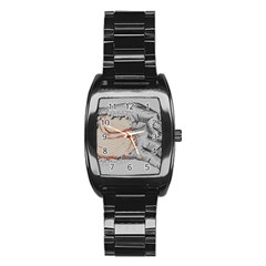 Hand Finger Drawing Fingernails Stainless Steel Barrel Watch by Simbadda