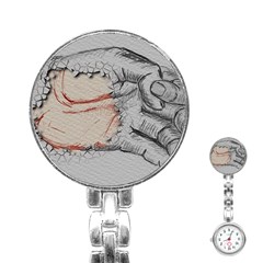 Hand Finger Drawing Fingernails Stainless Steel Nurses Watch by Simbadda