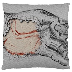 Hand Finger Drawing Fingernails Large Flano Cushion Case (two Sides) by Simbadda