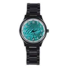 Background Texture Structure Stainless Steel Round Watch by Simbadda