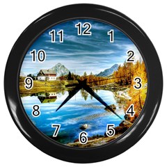 Dolomites Mountains Italy Alpin Wall Clocks (black) by Simbadda