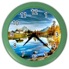 Dolomites Mountains Italy Alpin Color Wall Clocks by Simbadda