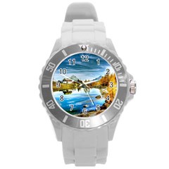 Dolomites Mountains Italy Alpin Round Plastic Sport Watch (l) by Simbadda